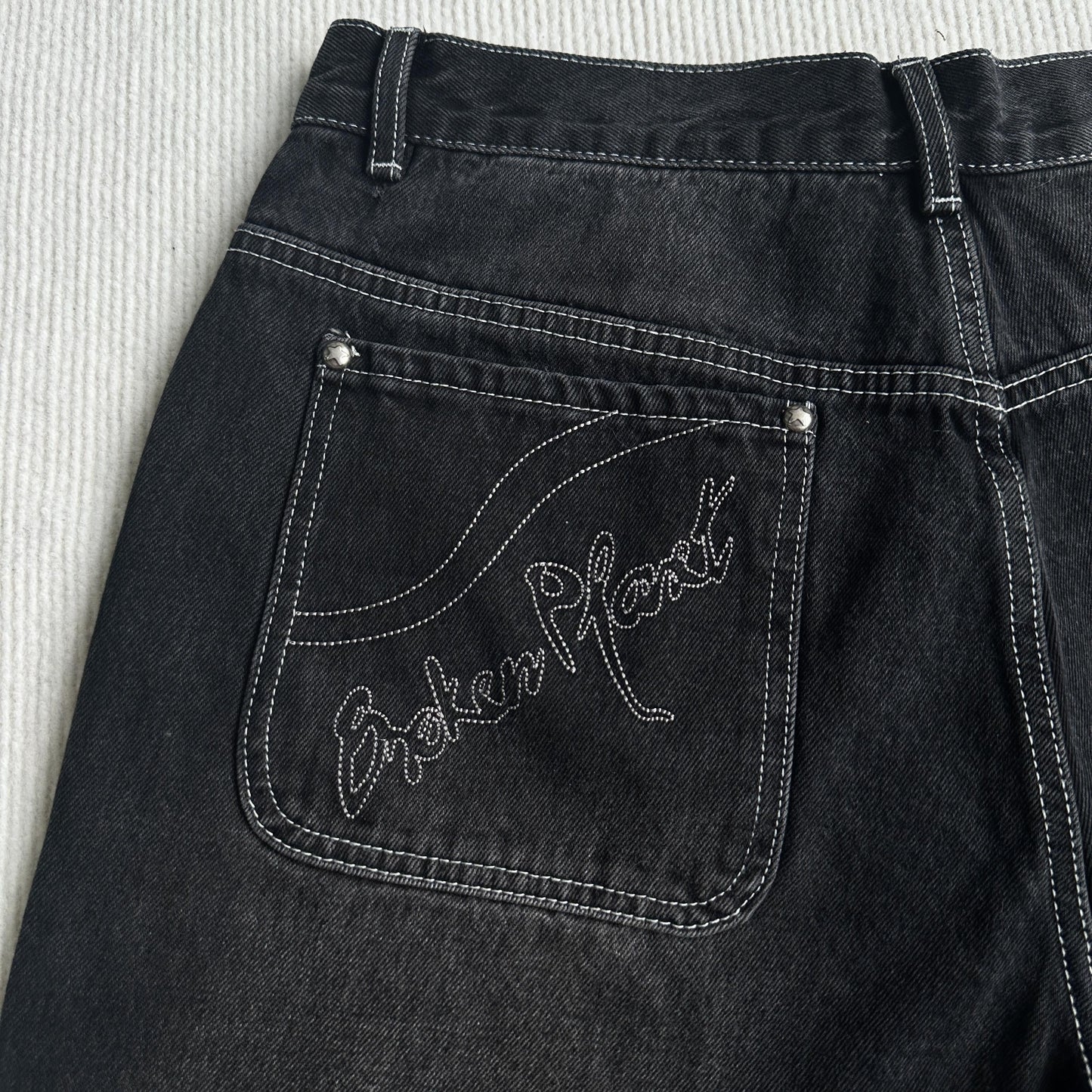 Broken P Denim Jeans Shorts